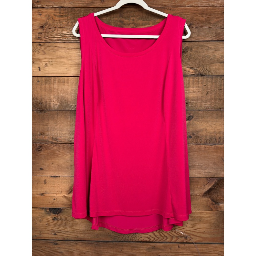 Susan Graver Tank Top Womens 4X Liquid Knit A Line Scoop Neck Pink